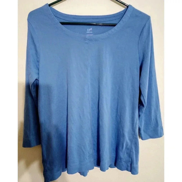 J. Jill Tops - J Jill Perfect Pima 3/4 Sleeve V-Neck Tee Seamed 100% Pima Cotton Blue Sz Medium